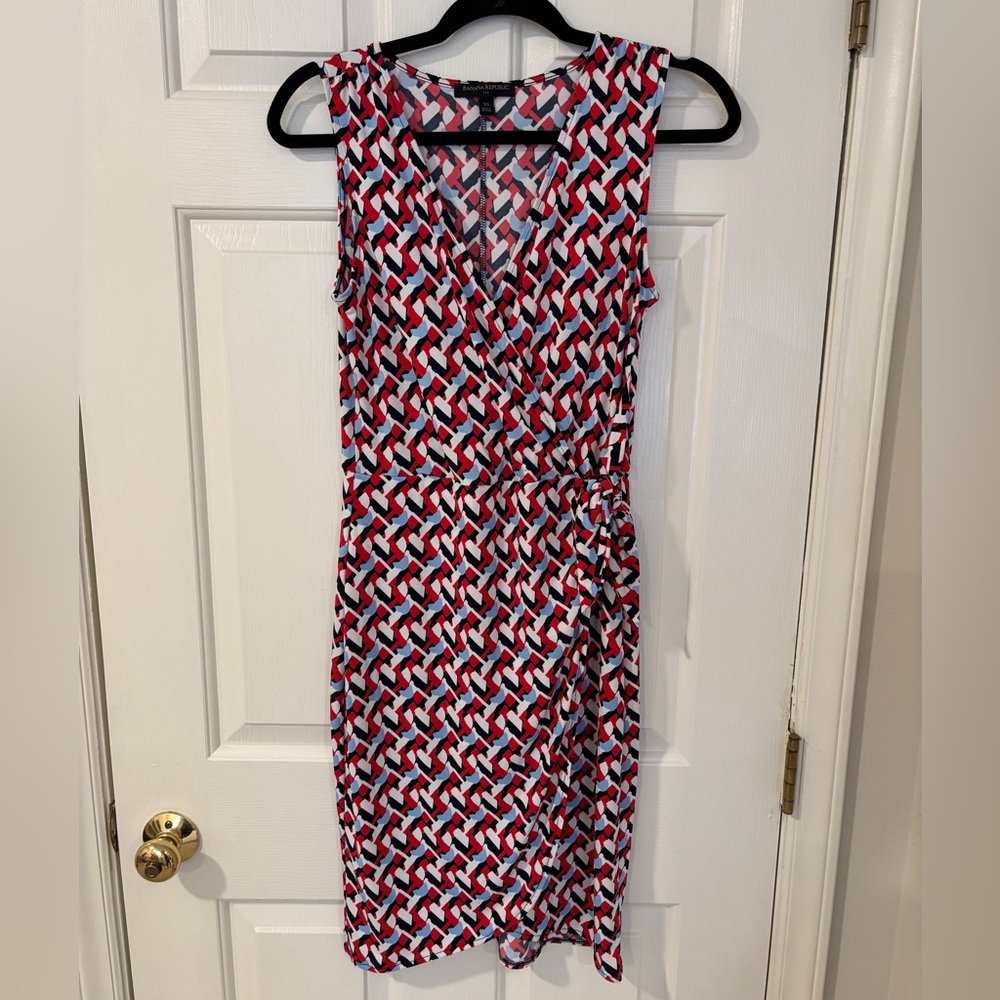 Geometric Faux Wrap Dress Banana Republic